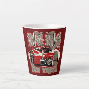 Cartoon tow truck latte mug