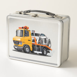 Cartoon tow truck metal lunch box