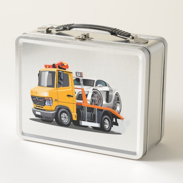 Cartoon tow truck metal lunch box (Front)