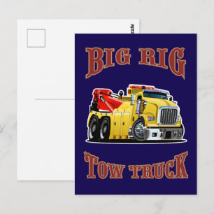 Cartoon tow truck postcard