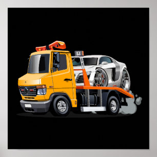 Cartoon tow truck poster
