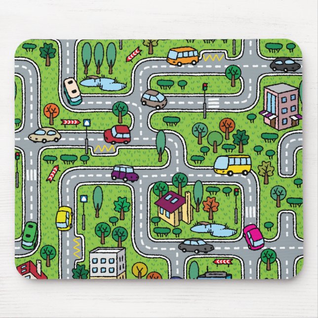 Cartoon Town Map Mouse Pad (Front)