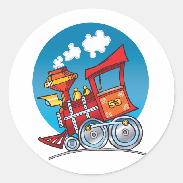 Cartoon Train Engine Classic Round Sticker (Front)