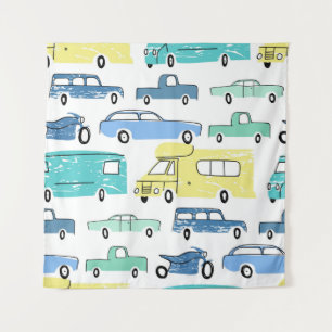 Cartoon Transport: City Kids' Fun. Tapestry