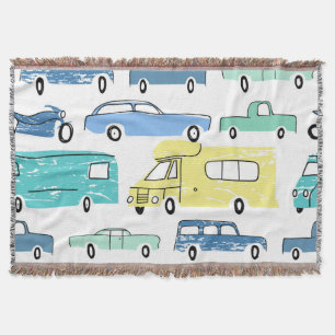 Cartoon Transport: City Kids' Fun. Throw Blanket