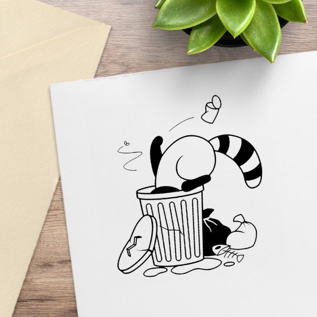 Cartoon Trash Can Racoon Rubber Stamp (Creator Uploaded)