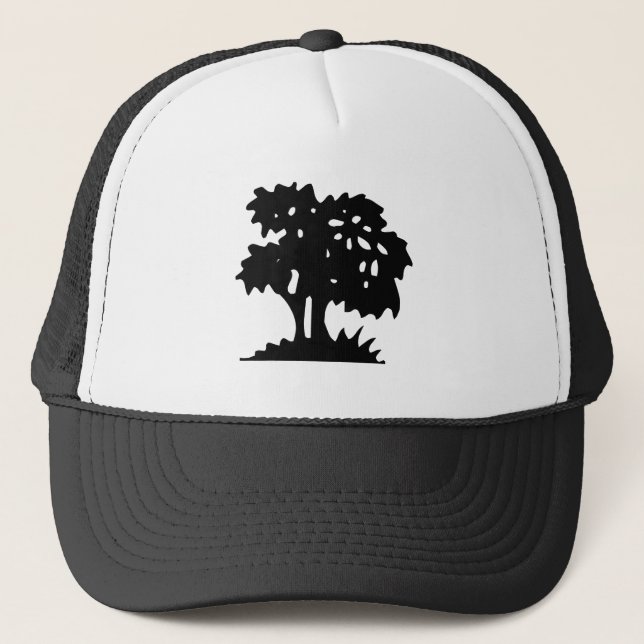 Cartoon Tree - Black Trucker Hat (Front)