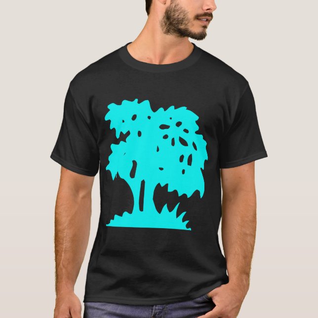 Cartoon Tree - Cyan T-Shirt (Front)