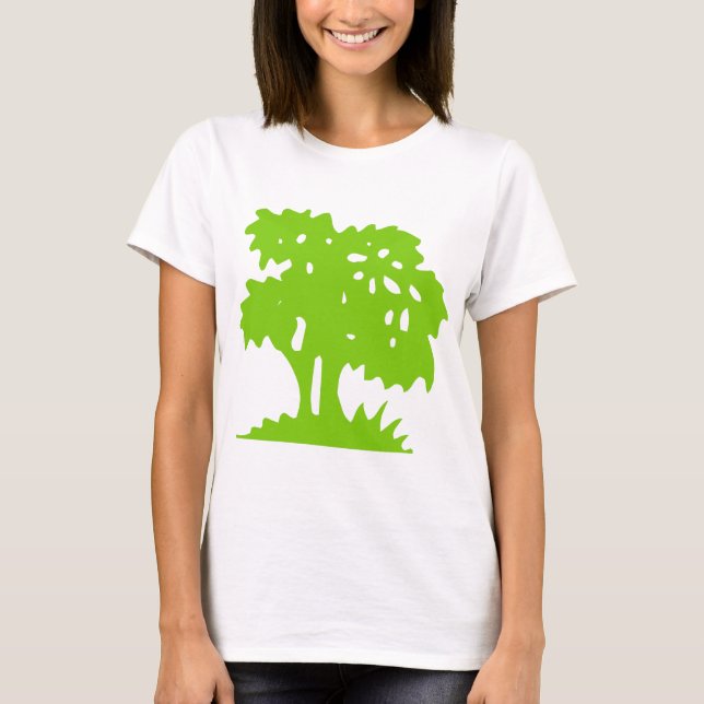 Cartoon Tree - Martian Green T-Shirt (Front)