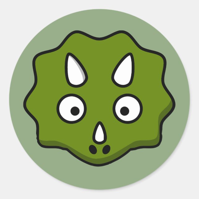 Cartoon triceratops face classic round sticker (Front)