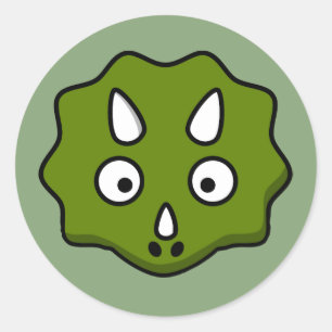 Cartoon triceratops face classic round sticker