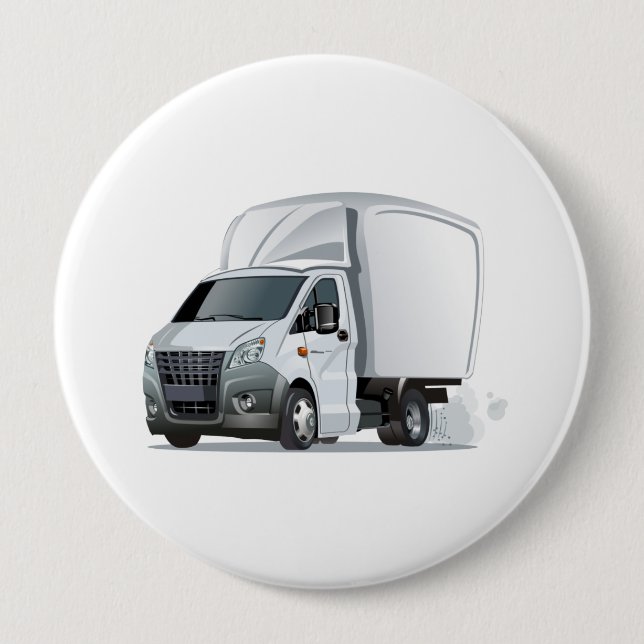 Cartoon truck 10 cm round badge (Front)
