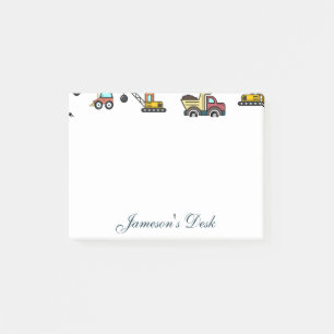 Cartoon Truck Car Crane Vehicle Name Personalized  Post-it Notes