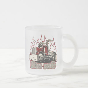 Cartoon truck frosted glass coffee mug