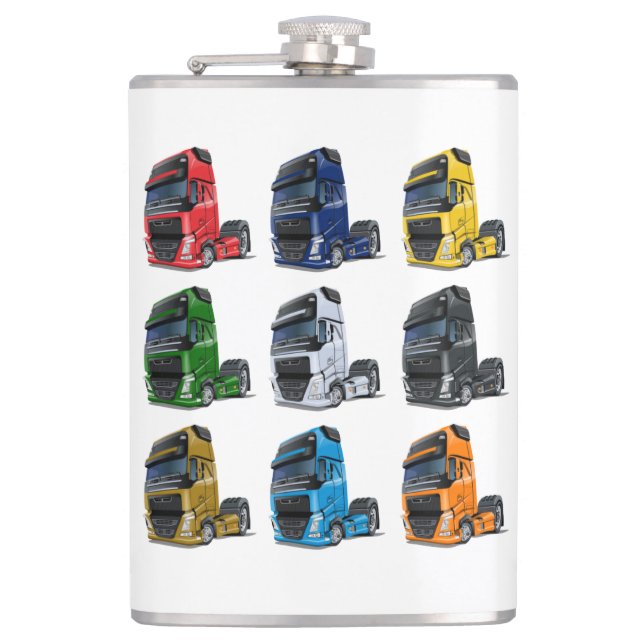 Cartoon truck hip flask (Front)