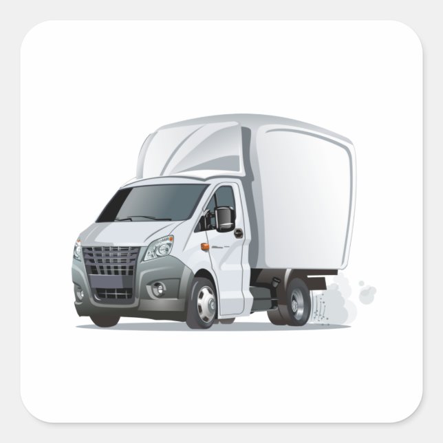 Cartoon truck square sticker (Front)