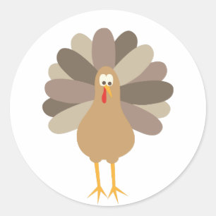 Cartoon Turkey Classic Round Sticker