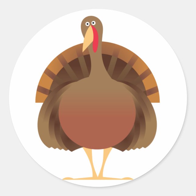 Cartoon Turkey Classic Round Sticker (Front)