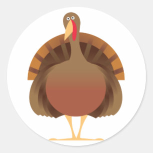 Cartoon Turkey Classic Round Sticker