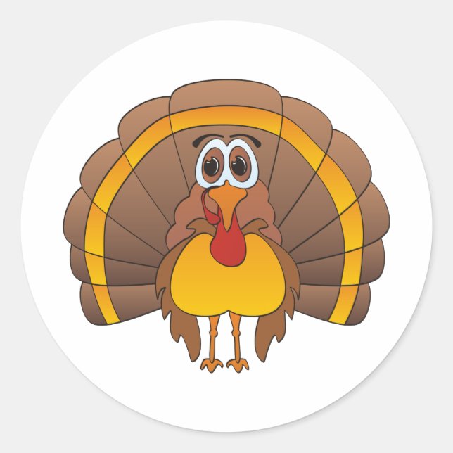 Cartoon Turkey Classic Round Sticker (Front)