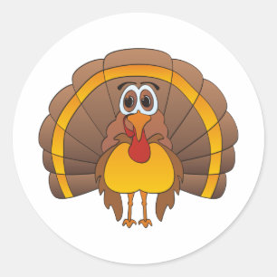 Cartoon Turkey Classic Round Sticker