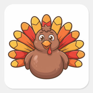 Cartoon Turkey Thanksgiving Sticker