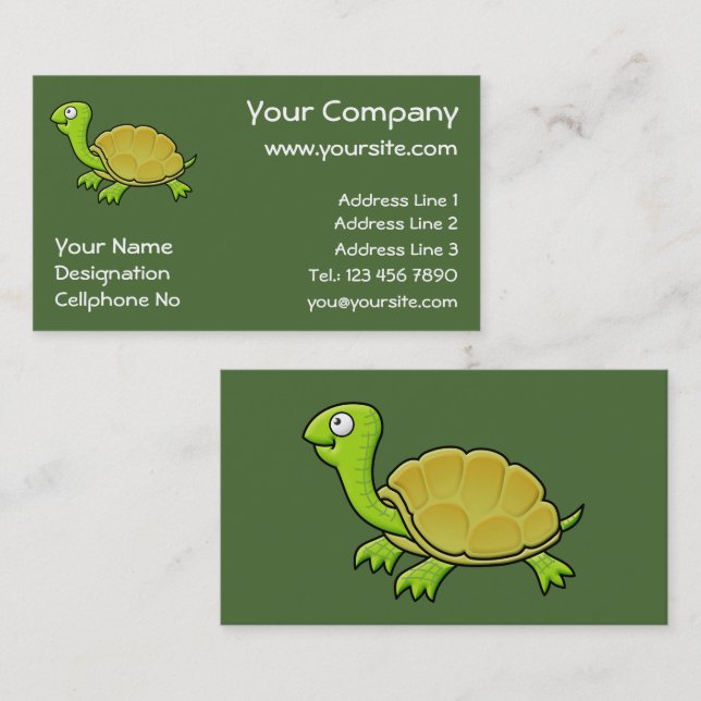 Cartoon Turtle Business Card (Front/Back)