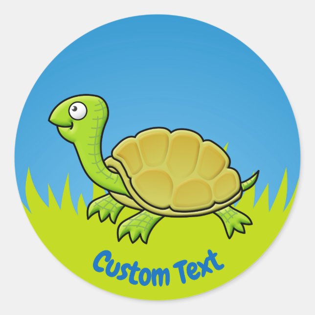 Cartoon Turtle Classic Round Sticker (Front)