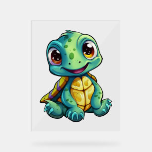 Cartoon turtle illustration            acrylic sign