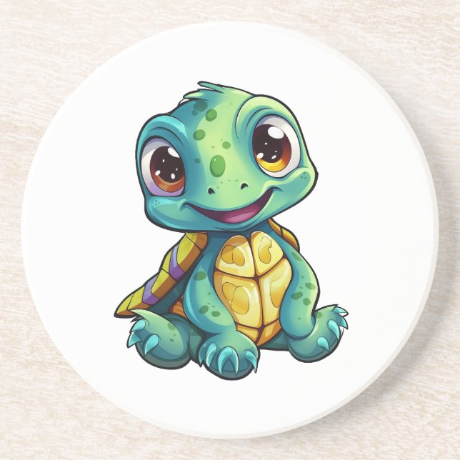 Cartoon turtle illustration coaster (Front)
