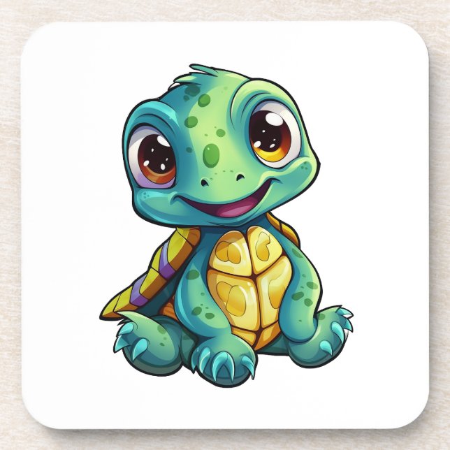 Cartoon turtle illustration coaster (Front)