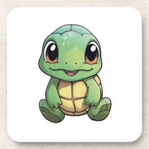 Cartoon turtle illustration coaster