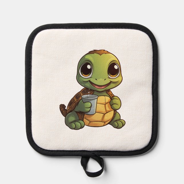 Cartoon turtle illustration Copy Copy Copy Copy Co Pot Holder (Front)