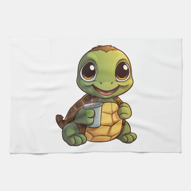 Cartoon turtle illustration Copy Copy Copy Copy Co Tea Towel (Horizontal)