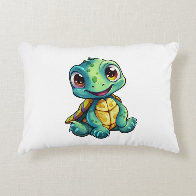 Cartoon turtle illustration decorative cushion (Front)