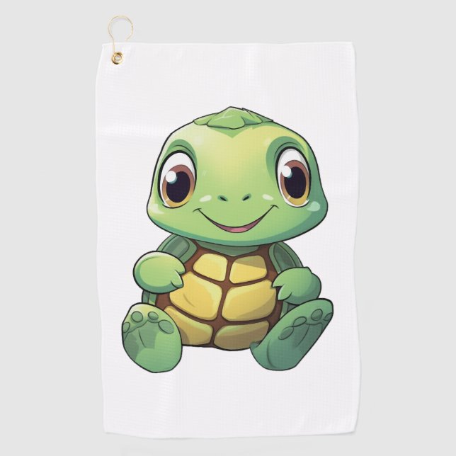 Cartoon turtle illustration golf towel (Front)