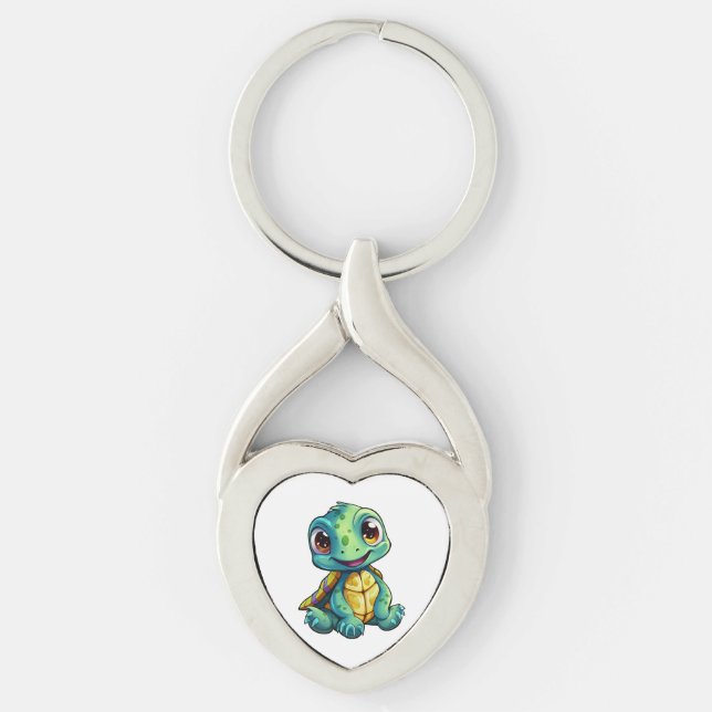 Cartoon turtle illustration key ring (Front)