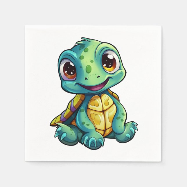 Cartoon turtle illustration napkin (Front)