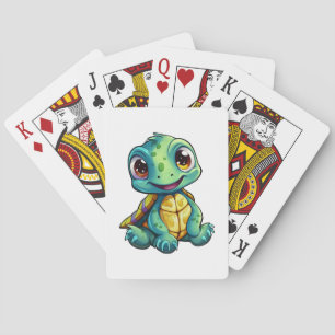 Cartoon turtle illustration playing cards