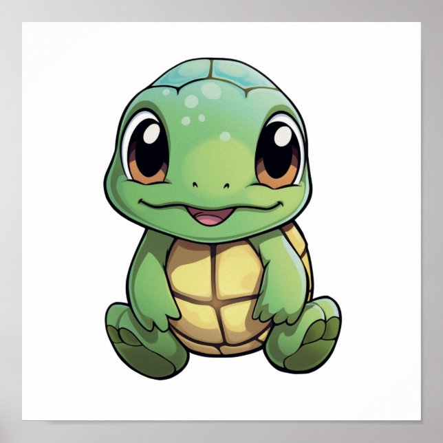 Cartoon turtle illustration poster (Front)