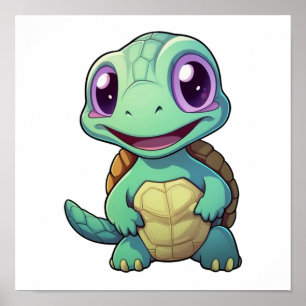 Cartoon turtle illustration poster