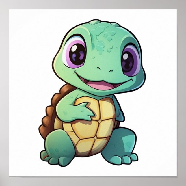 Cartoon turtle illustration poster (Front)