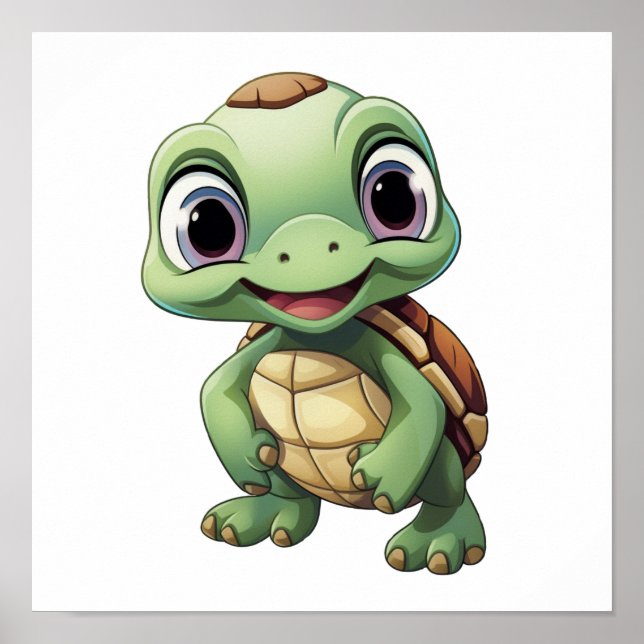 Cartoon turtle illustration poster (Front)