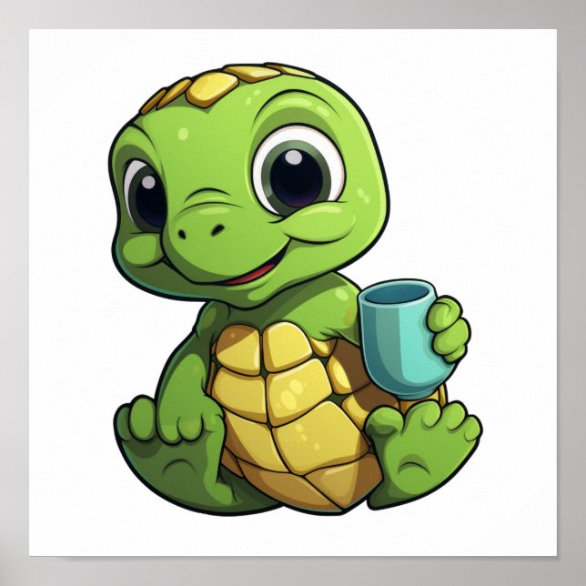 Cartoon turtle illustration poster (Front)