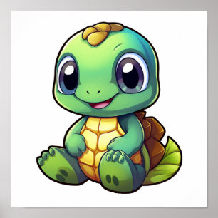 Cartoon turtle illustration poster