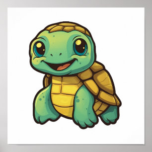 Cartoon turtle illustration poster