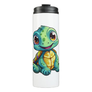 Cartoon turtle illustration thermal tumbler