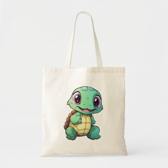 Cartoon turtle illustration tote bag (Front)