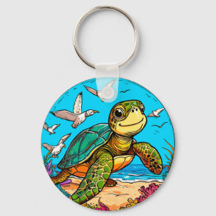 Cartoon turtle key ring