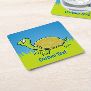 Cartoon Turtle Square Paper Coaster
